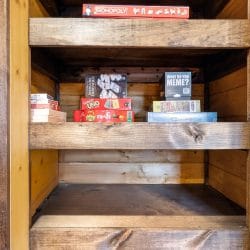 Built-in shelf of board games