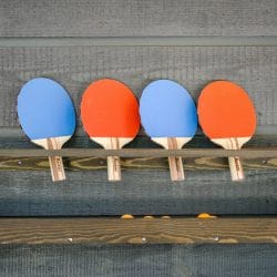 Close view of a ping pong paddle