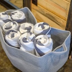 Rolled striped towels