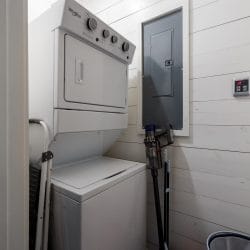 Stacked washer and dryer in a closet