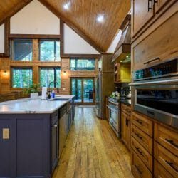 Kitchen island and a built-in wall oven