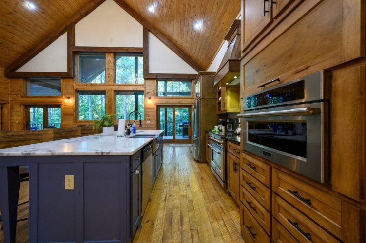 Kitchen island and a built-in wall oven