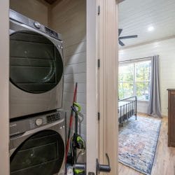 Stacked washer and dryer in a closet