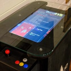 Tabletop arcade machine with joystick and buttons