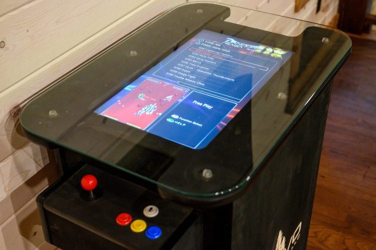 Tabletop arcade machine with joystick and buttons
