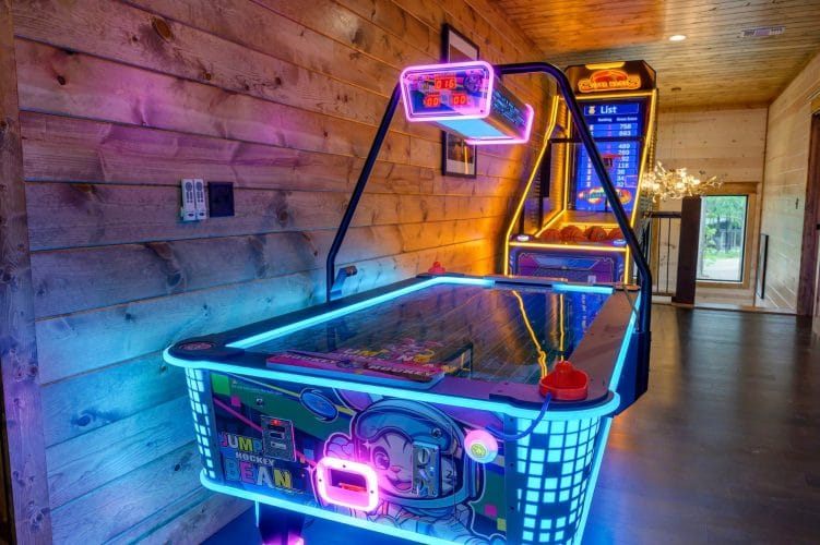 Lit-up air hockey table