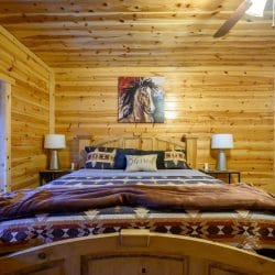Foot of the bed in the horse-painting bedroom